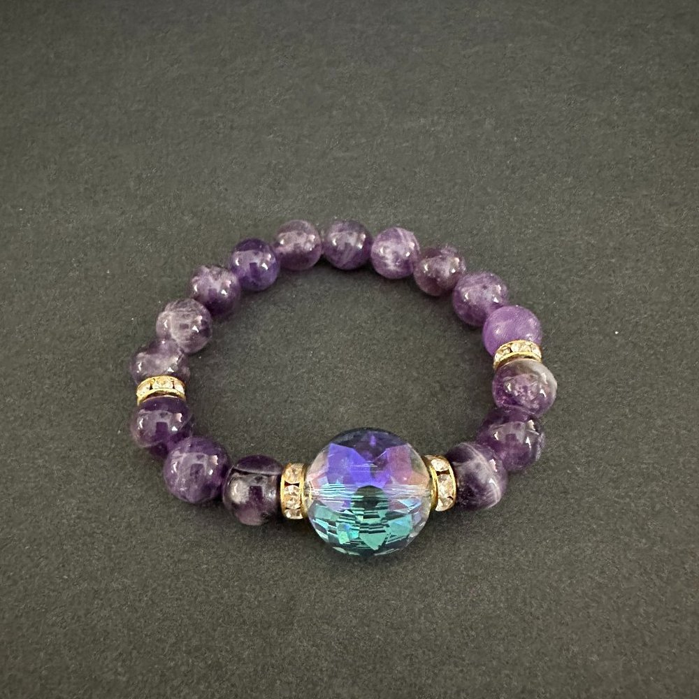 Divine Treasures Jewelry 10 mm AAA quality Amethyst Gemstone Bracelet